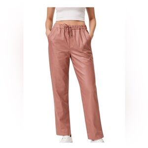 Wildfang The Empower Vegan Leather Drawstring Pant Size M In Rose Brown NWT